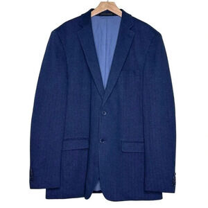 Izod 44L blue herringbone tweed men's 2 button classic fit‎ blazer sports coat